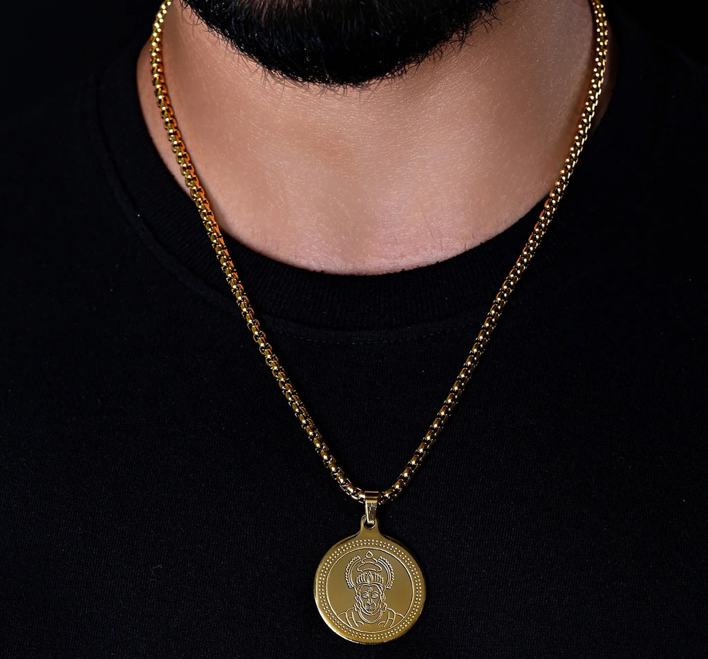 Hanuman Gold Plated Pendant Chain For Men (24 Inch) New