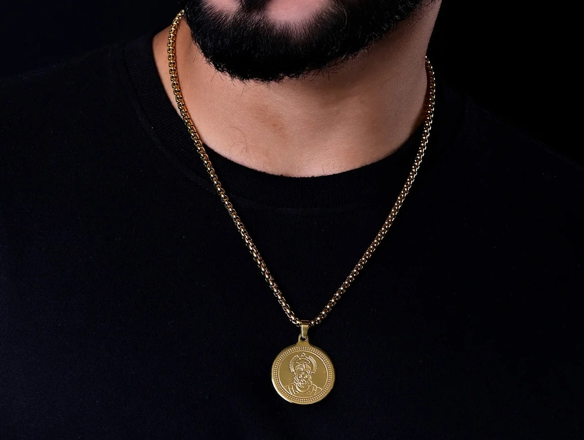 Hanuman Gold Plated Pendant Chain For Men (24 Inch) New