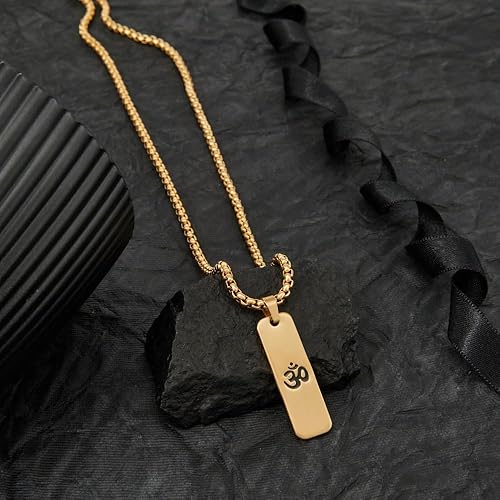 Om Pendant Dotted Design Gold Chain For Men New