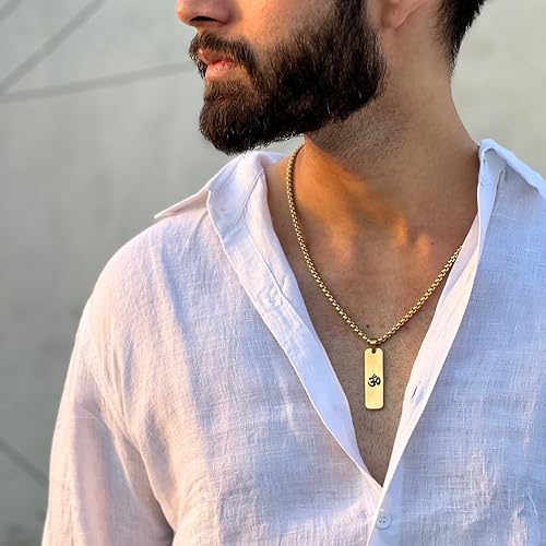 Om Pendant Dotted Design Gold Chain For Men New