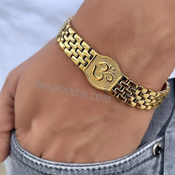 Premium Om Gold Bracelet For Men New