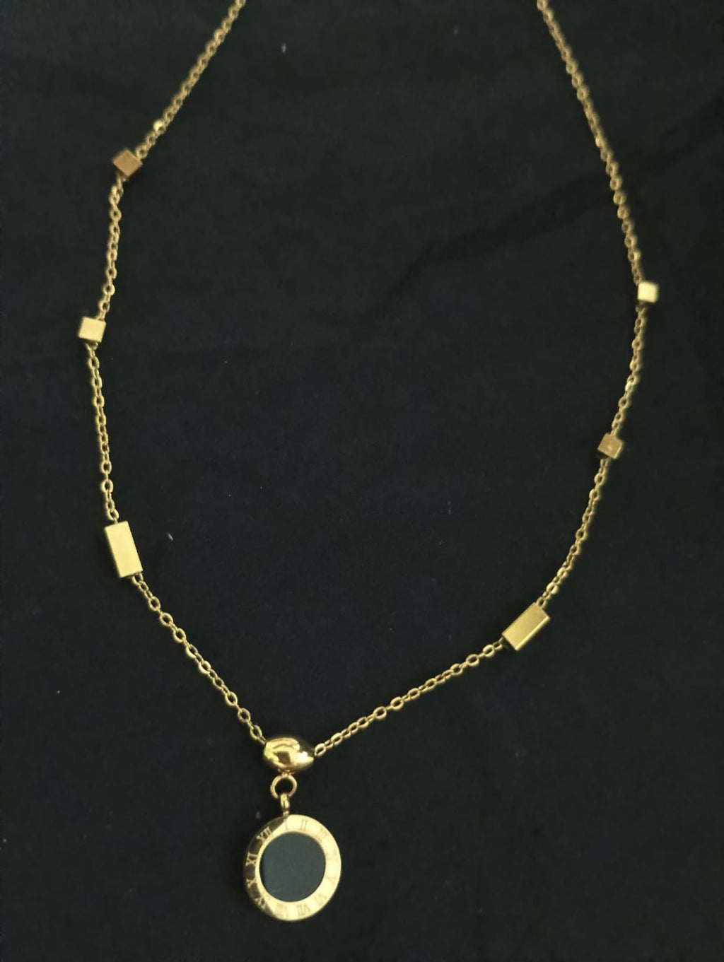 Roman Alphabet Black and White Double Sided Round Necklace New