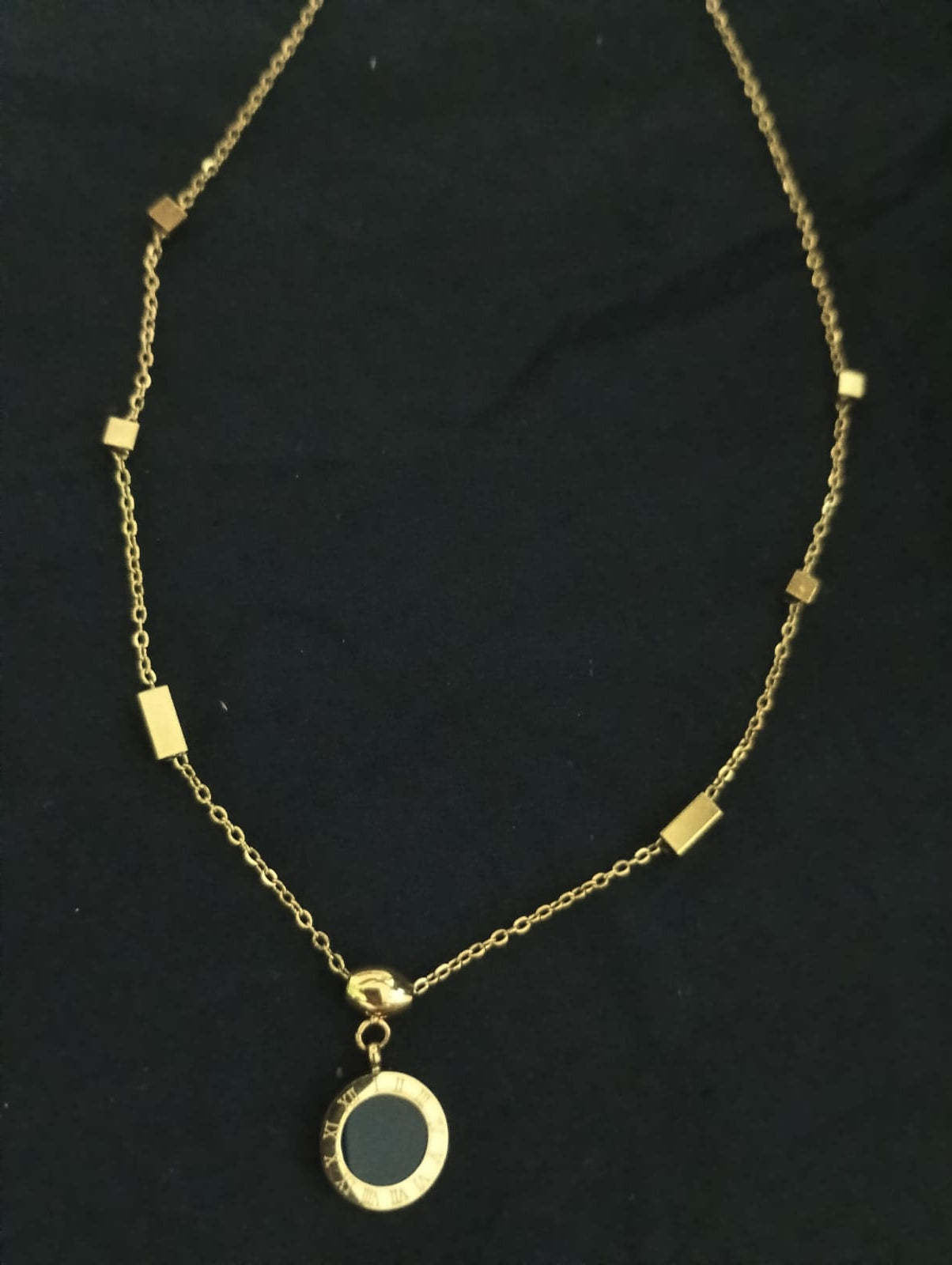 Roman Alphabet Black and White Double Sided Round Necklace New