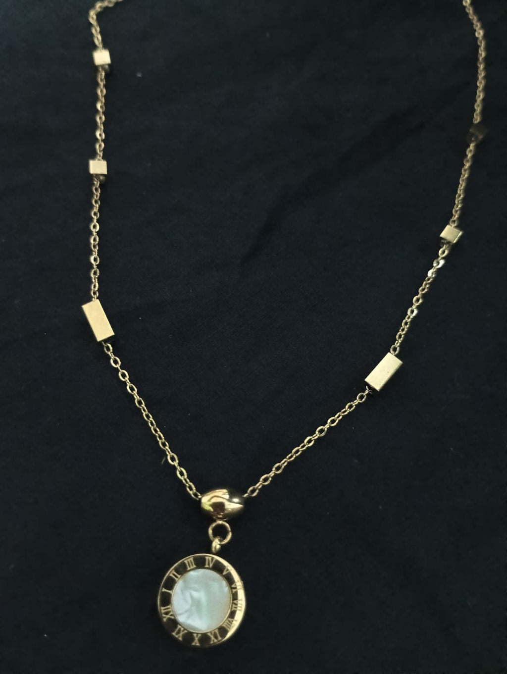 Roman Alphabet Black and White Double Sided Round Necklace New